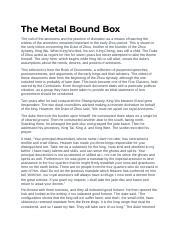 the metal bound box story|Shang Shu : Zhou Shu : Metal.